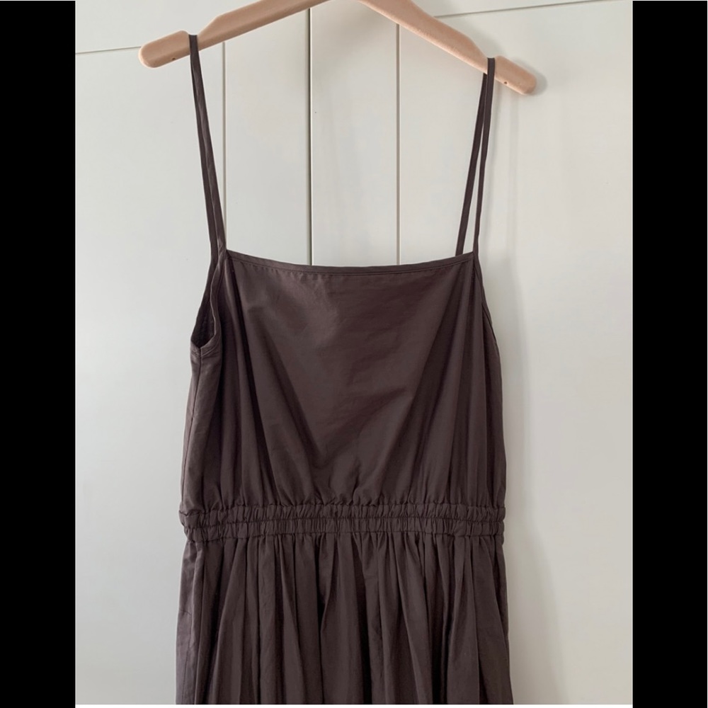 Matteau Gathered Brown Cotton Poplin Maxi Dress - Picture 4 of 15